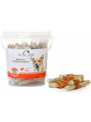 Hype Store Esca Food Tavuklu Lokmalık Munchy 6 Santimetre 50'li Köpek Ödül Maması