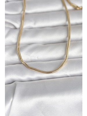 HERŞEYBURDAMODA cm 14K Gold Renk Yılan Zincir Model 60 cm Kadın Kolye