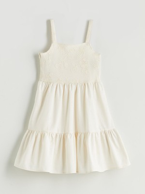 Lc Waikiki Yeni Sezon Kare Yaka Çiçekli Kız Çocuk Elbise