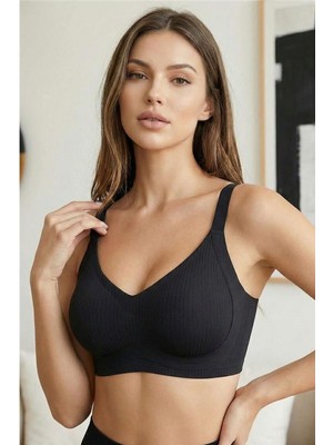 Siyah Soft Blush Silkair Lazer Kesim Balensiz Sütyen - Kopçalı, Ayarlanabilir Askı, Iz Yapmayan