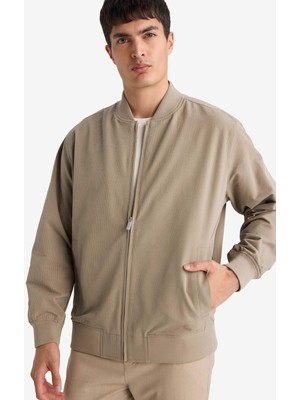 DeFacto Slim Fit Astarlı Fermuarlı Krinkıl Mont F9679AX26SP