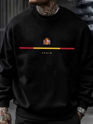 Ispanya Ulusal Amblem Tasarımı Tişörtü Hip Hop Polar Tişörtü Sonbahar Modası Sokak Giyimi Tüm