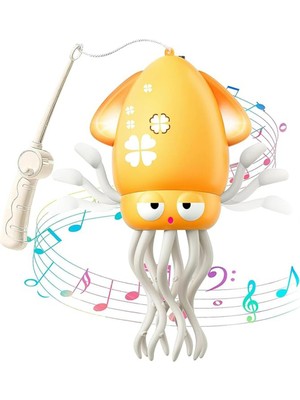 Canda Oyuncak Dans Eden Dansçı Ahtapot Sensörlü Sarjlı Ledli  Işıklı ve Müzikli Sarı