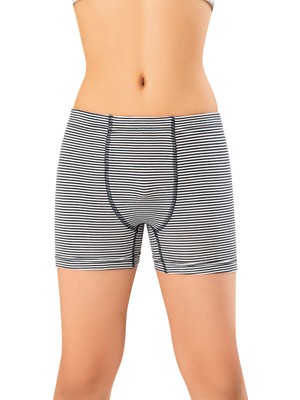 Kota Erkek Çocuk Şort Boxer 3'lü Çizgili Desen Pamuklu Boxer 2 Siyah 2 Mavi 2 Yeşil Renk (6 Parça)