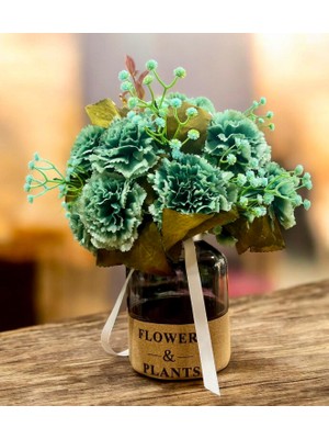 Sedosh Home Vision Turkuaz Yapay Karanfil Aranjmanı Dekoratif Masa Üstü Çiçek