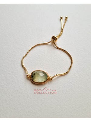MoM's Collection Earth Ayarlanabilir Asansör Yeşil Taşlı 14K Kaplama Bileklik