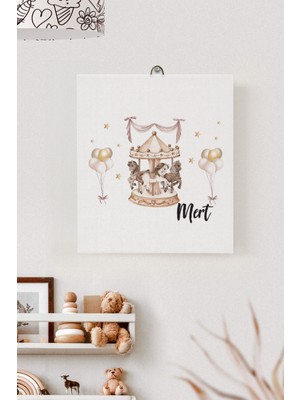Lilabio Isme Özel Çocuk Odası Kanvas Tablo Atlıkarınca (17X21 Cm)