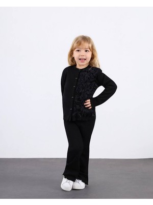 Miniko Kids Kız Çocuk Bayramlık Çiçek Detaylı Kaşkorse Taytlı Takım