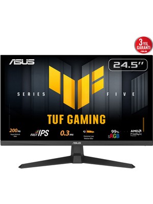 Kaia Life Asus Tuf Gamıng VG259Q5A 24,5" 0.3ms, 200Hz, Full Hd, Dp, 2xhdmı, Hoparlör, IPS Panel, Elmb Sync Premium, Gamıng Monitör