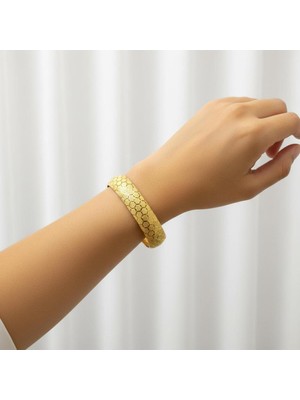 Kuyumcu Nurettin 10 gr (Gram) Kumlu Bal Peteği Desenli Şarnel Bilezik 22 Ayar Altın Yatırımlık Işçiliksi