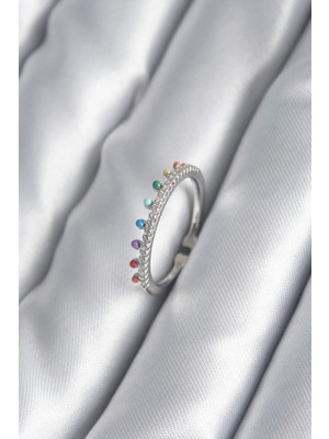 Kaia Life Pirinç Gümüş Renk Zirkon Taş Detay Kadın Yüzük