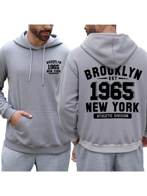 Brooklyn 1965 New York Baskılar Erkek Sonbahar Hoody Cep Rahat Kapüşonlular Çok Renkli Polar