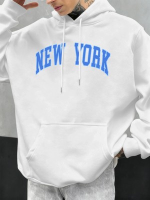 New York Mektup Mavi Baskı Erkekler Hoodie Hip Hop Büyük Boy Hoody Çok Renkli Moda Sonbahar K