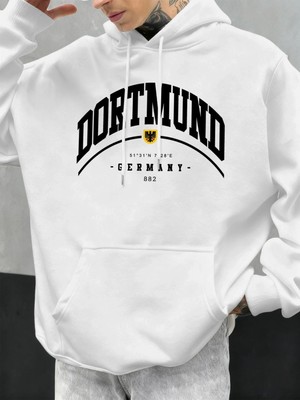 Dortmund Almanya Mektup Desen Sonbahar Hoody Erkekler Rahat Büyük Boy Kapüşonlular Moda Polar