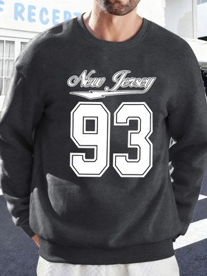 New York Art 93 Mektup Baskı Erkek Moda Kazak Rahat Yumuşak Kazak Polar Spor Sokak Şıklığı So