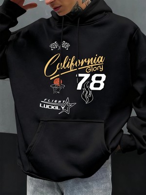 California Glory Basketbol Numarası 78 Baskılı Erkekler Kapüşonlular Polar Kazak Cep Hoody Mo