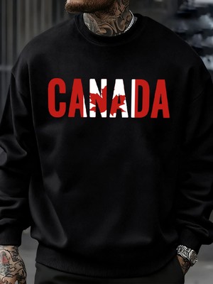 Kanada Akçaağaç Yaprağı Tasarım Kazak Erkek Polar Sıcak Spor Giyim Bisiklet Yaka Rahat Kazakl