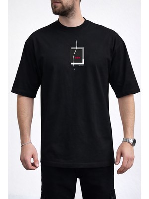 Caddekombin Erkek Forever Yazı Baskılı Bisiklet Yaka Siyah T-Shirt