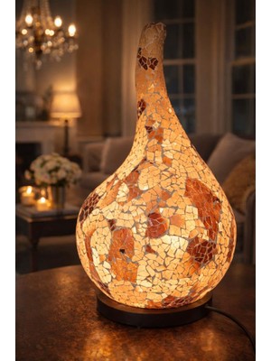 El Yapımı Mozaik Cam Masa Lambası – Dekoratif Ortam Aydınlatması – 43 cm