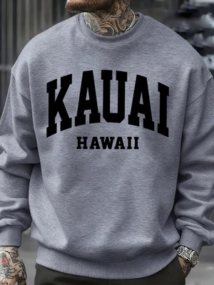Kauai Hawaii Mektup Baskılar Erkek Kazak Moda Hip Hop Kazak Polar Büyük Boy Giysiler Sonbahar