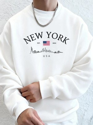 New York Abd Baskılı Kapüşonlular Erkek Moda Temelleri Tişörtü Spor Günlük Üstler Sokak Sıcak