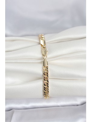 Bsre 14K Gold Renk Kalın Zincir Kadın Bileklik (Cm)