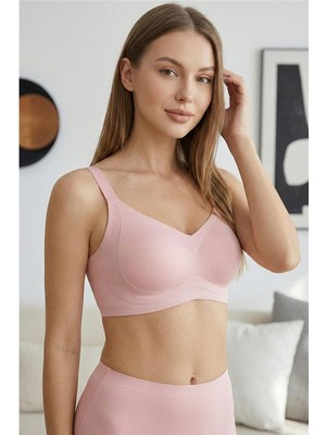 Pembe Silkair Blush V-Neck Balensiz Sütyen – Geniş Askılı, Iz Yapmayan