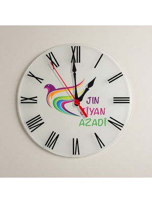 Zerya Jin Jiyan Azadi Güvercin Tasarımlı Roma Rakamlı Duvar Saati