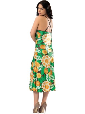 İlkyaz Fashion Ieg™ Yeşil Yırtmaçlı Saten Gecelil - 082
