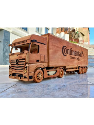 El Yapımı Ahşap Mercedes Actros Tır Maketi – Kişiye Özel Isim Yazılabilir, Dorse + Çekici Takım
