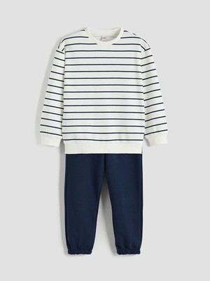 Lcw Lacivert Bisiklet Yaka Erkek Çocuk Sweatshirt ve Eşofman Alt