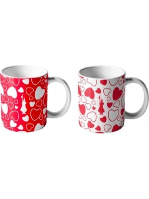 Hype Store - Kalp Desenli 2'li Kupa Seti