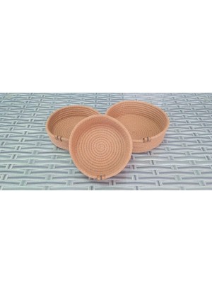 Hype Store Ev Banyo Hasır Sepet 3 Adet Kahve Yuvarlak Jüt Kordon Halat Ip Örme Sepet Dekoratif Düzenleyici Orga