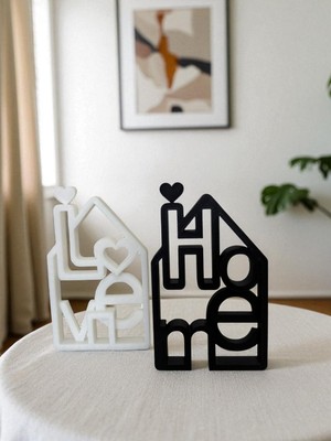 Todekora Love Home Dekor Obje Seti (2’li) | Siyah-Beyaz Minimal Ev Figürü