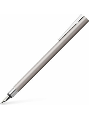 Hype Store Faber-Castell 342100 - Dolma Kalem Neo Slim Paslanmaz Çelik, Uç Genişliği M, Gümüş Mat