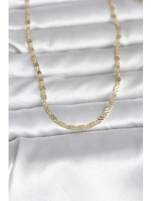 Tua Moda cm 14K Gold Renk Çizgi Lazer Model 60 cm Kadın Kolye