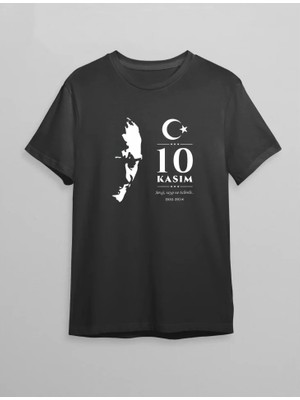 ModaSize 10 Kasım Atatürk Baskılı T-Shirt - Siyah