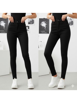 Blue Turtle Siyah Yüksek Bel Likralı Skinny Jean