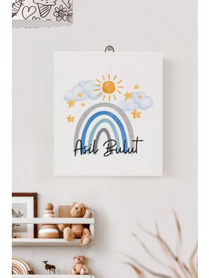 Lilabio Isme Özel Çocuk Odası Kanvas Tablo Gökkuşağı (17X21 Cm)