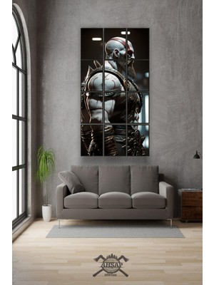 Pi Dekorasyon 12 Parça God Of War Critos Çerçeve Görünümlü Mdf Tablo Duvar Süsü Hediyelik Eşya (45CM x 85CM)