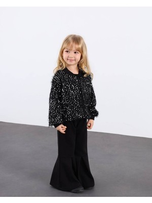 Miniko Kids Kız Çocuk Bayramlık Hırkalı Pullu Badili Ispanyol Taytlı Takım