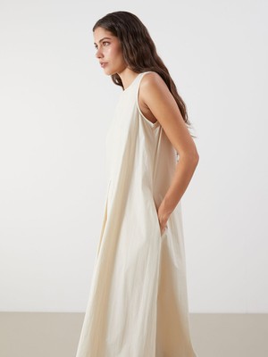 Lc Waikiki Yeni Sezon Bisiklet Yaka A Kesim Poplin Elbise