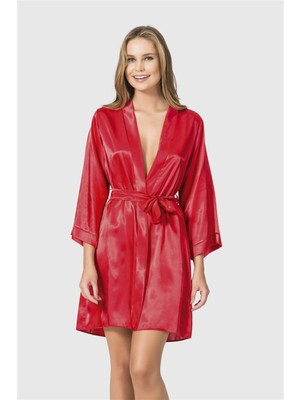 İlkyaz Fashion Ieg™ Kırmızı Kısa Saten Sabahlık