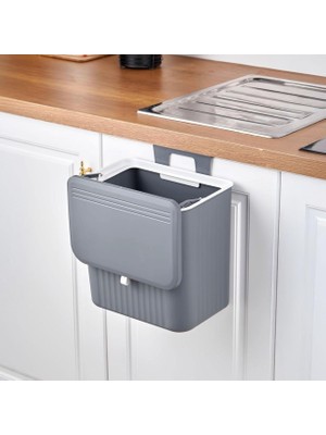 Hype Store 15 Litre Fonksiyonel Kapaklı Çöp Kovası - Dolap ve Duvar Aparatlı, Askılı, Yerden Tasarruflu, Lavabo