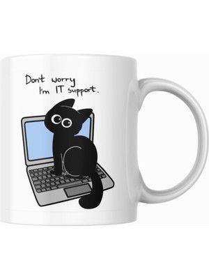 Hype Store Kedi Baskılı Komik Kupa Bardak It Support Hediyelik Çay Kahve Kupası Coffee Mug