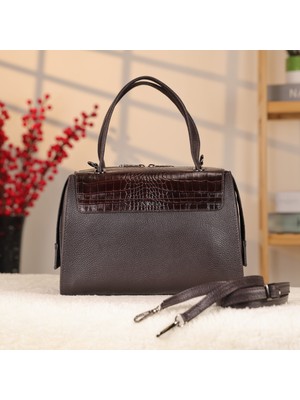 Kahverengi Hakiki Deri Çanta - Omuz Askılı - Seyahat , Günlük