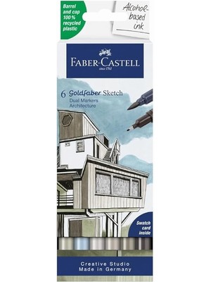 Hype Store Faber-Castell Gofa Mimari Markör Seti, 6’lı, Çift Uçlu, 0.6 mm Fineliner Uç, Kalıcı Mürekkep, Alkol