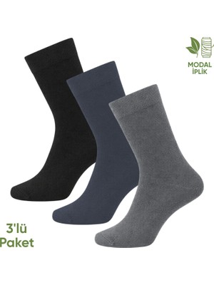 Pro Çorap Modal Iplik Erkek Soket Çorap - 3 Çift - Dikişsiz - Atlas - 18002 - Set 4