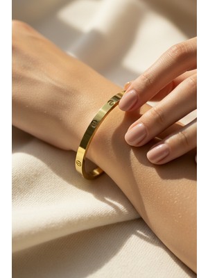 Medo E-Konsept Altın Kaplama Çelik Kelepçe Kadın Bilezik – Vidalı Tasarım-Son 2 Adet