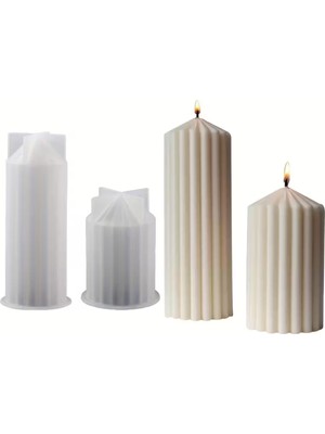 Craftto Çizgili Blok Silikon Mum Kalıbı 2'li Set